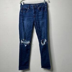 American Eagle Blue Distressed Tomgirl Jeans Women's 2 Regular